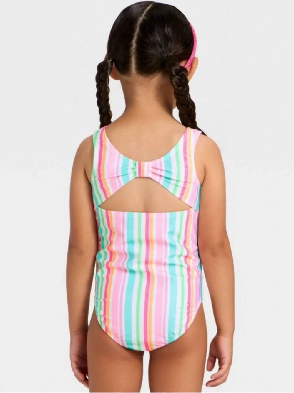Cat & Jack Multicolor Pastel Striped One-Piece Swimsuit